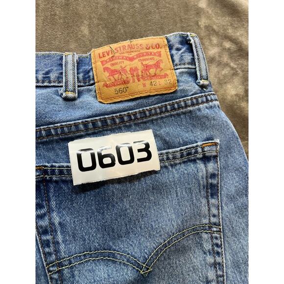Vintage Levis 560 Jeans Mens 42x32 Blue Denim Pants Cotton Comfort Fit Baggy Y2K - Picture 7 of 7